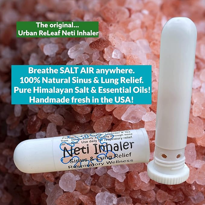 Urban ReLeaf NETI Salt Air Relief INHALER! Fast Relief. Soothing Sinus & Lung, Himalayan Salt & Botanicals! Respiratory Wellness. Healing Aromatherapy. Energizing! 100% Natural, Vegan, Made in the USA