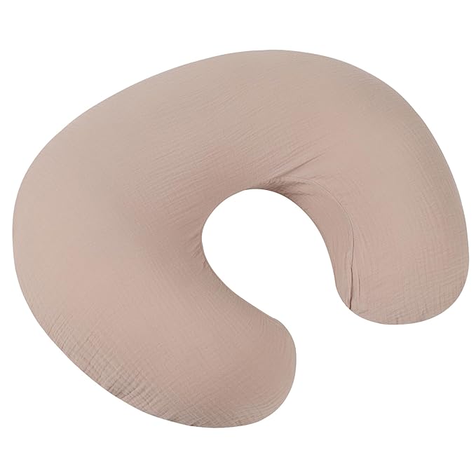 Onacosht Muslin Nursing Pillow Cover Soft 100% Cotton Feeding Pillow Slipcover Fits Standard Infant Nursing Pillow for Boy and Girl, Blush