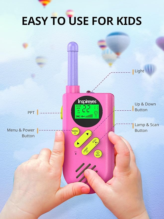Walkie Talkies for Kids Rechargeable,Toys for Boys and Girls Ages 3-12, 2 Pack Long Range 2-Way Radios, Birthday Gifts,Christmas Stockings, Outdoor Play, Family Games, Hiking Camping Gear