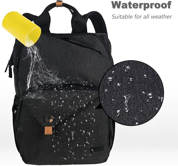 Hap Tim Diaper Bag Backpack,Large Capacity Travel Back Pack Maternity Baby Nappy Changing Bags, Double Compartments with Stroller Straps,Waterproof,Black (US7340-DG)