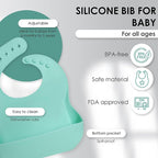 Bluet B - Silicone Baby Feeding Set - Baby Led Weaning Supplies - Baby Spoons, Suction Bowl - Plate - Baby Utensils - Silicone Feeding Set for Baby First Foods, Infant Eating - 8pcs - Green