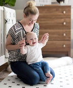 Yay Mats Stylish Extra Large Baby Play Mat. Soft, Thick, Non-Toxic Foam Covers 6 ft x 4 ft. Expandable Tiles with Edges Infants and Kids Playmat Tummy Time Mat (Brooklyn Cross White)