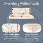 Foundations Ultra Horizontal Wall Mounted Baby Diaper Changing Station, Oversized Changing Surface, Plastic w/Heavy Duty Stainless Steel Hinge - Cream (200-EH-08)