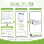 Full-Size Conversion Kit Bed Rails Compatible with Delta Children Convertible Cribs - Solid Wood Rail #0050 - Toddler and Adult Bed Rail for Full-Size Beds - Baby Furniture (Bianca White - 130)