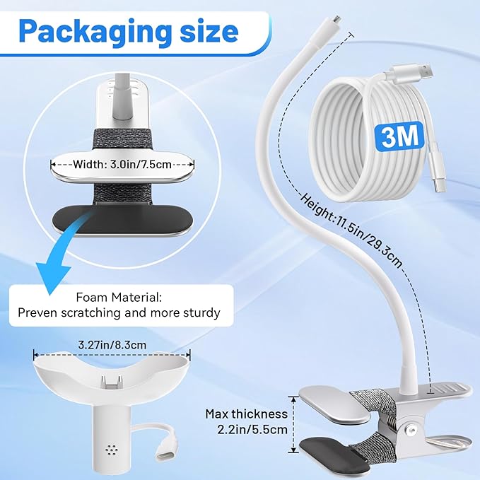 Upgraded Baby Monitor Clip Charger Mount for Nanit Pro/Plus/Original Cameras with Type-C Charging Port Connector Mount Portable Camera Holder for Travel & Crib,Temperature and Humidity Display