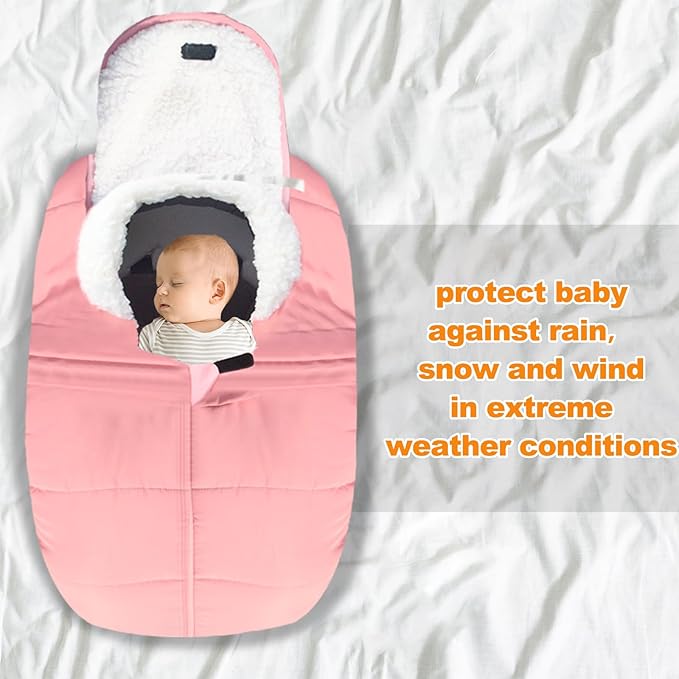Fairy Baby Winter Car Seat Cover for Babies Carseat– Waterproof, Warm Car Seat Cover Baby – Universal Winter Cover for Back Seat, Infant Car Seat & Baby Carseat（Pink）