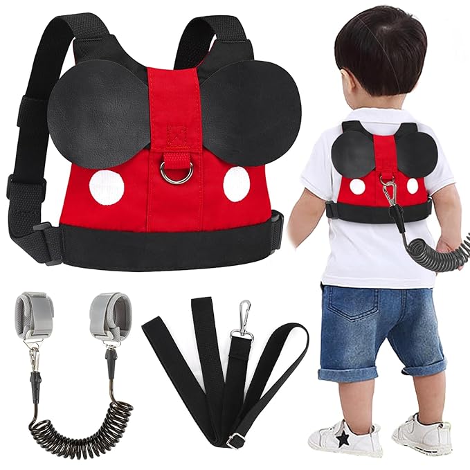 Accmor Toddler Harness Leash, Cute Kids Leash + Black Anti Lost Wrist Link for Outdoor Travel, Adorable Baby Leash Child Walking Harness Wristband Assistant Strap Mini Belt Protector for Boys Girls