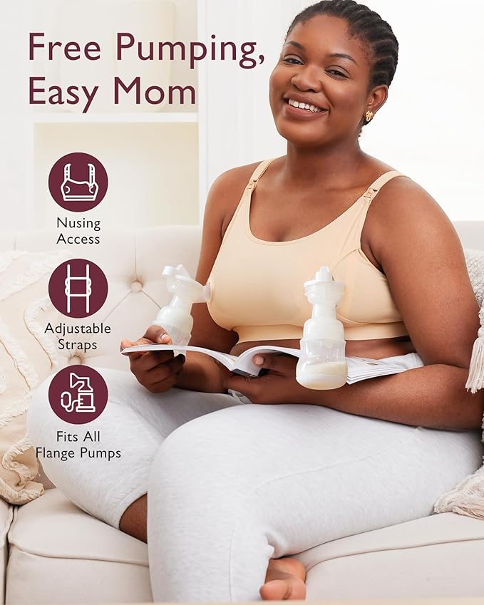 Momcozy Hands Free Pumping Bra, Adjustable Breast-Pumps Holding and Nursing Bra, Pumping & Nursing Bra in One