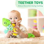 Sumobaby Infant Baby Musical Stuffed Animal Toys for 0-3-6-12 Months,Multi Sensory Toys with Crinkle and Rattles, Tummy Time Toys for Newborn Boys Girls, Dinosaur, Green