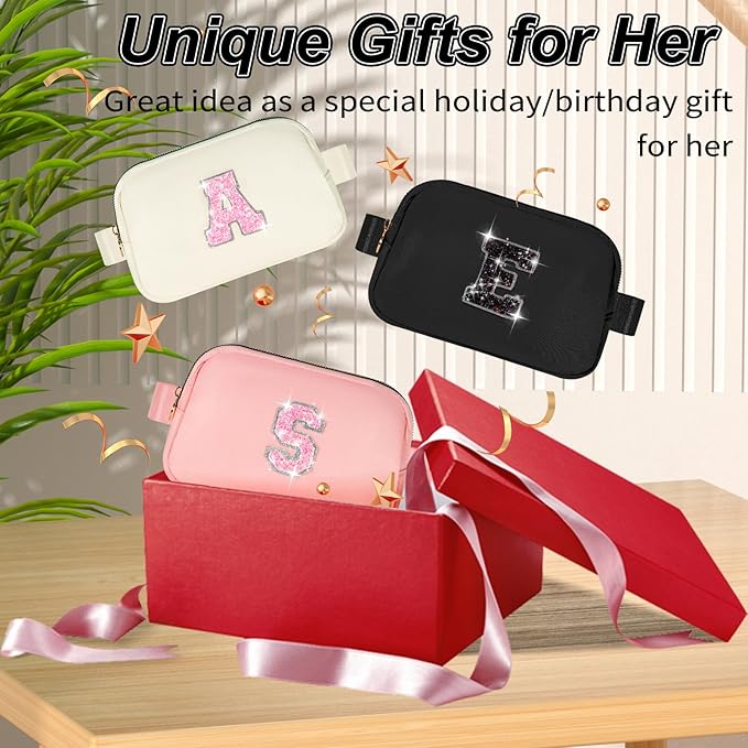 Teacher Appreciation Gifts,Teacher Gifts for Women,End of Year Teacher Gifts,Teacher Thank You Gifts Ideas from Student,Crossbody Bag Belt Bag Cute Trendy Stuff | Peach,Initial R