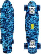 Skateboards Complete 22 Inch Mini Cruiser Retro Skateboard for Kids Boys Youths Beginners