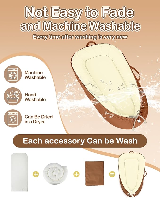 Baby Lounger - Infant Lounger for Newborn 0-24 Months, Pure Cotton Breathable Baby Nest Lounger Cover, Newborn Essentials for Baby Boys & Girls, Portable Baby Lounger for Home and Travel