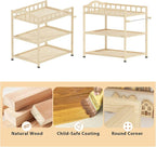 Infant Changing Table in Natural, Solid Wood Structure with Weight Capacity Up to 30LBS, Portable Changing Station for Baby Nursery, New Zealand Pinewood
