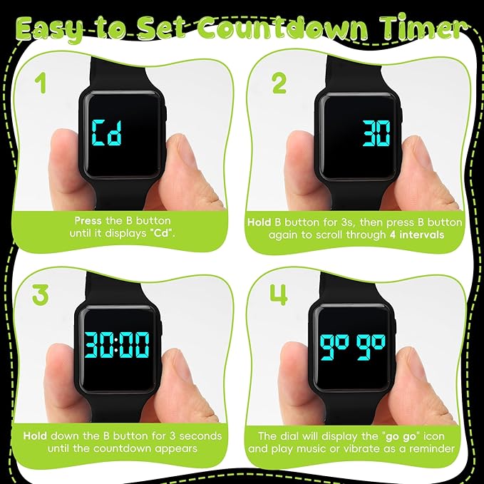 Potty Training Watch for Toddlers & Kids with Countdown, Flashing Lights, Fun Music or Vibration Alerts - Waterproof Interactive Toilet Training Reminder for Boys & Girls Ages 2-9