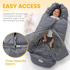 Orzbow Warm Bunting Bag Universal,Stroller Sleeping Bag Cold Weather,Waterproof Toddler Footmuff (Grey, Large)