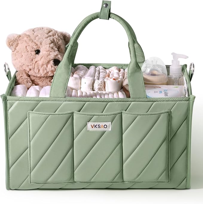 Baby Diaper Caddy - Nursery Storage Bin and Car Organizer for Diapers and Baby Wipes, Multi-Functional Organizer Baby Essentials, Baby Shower Gifts Basket