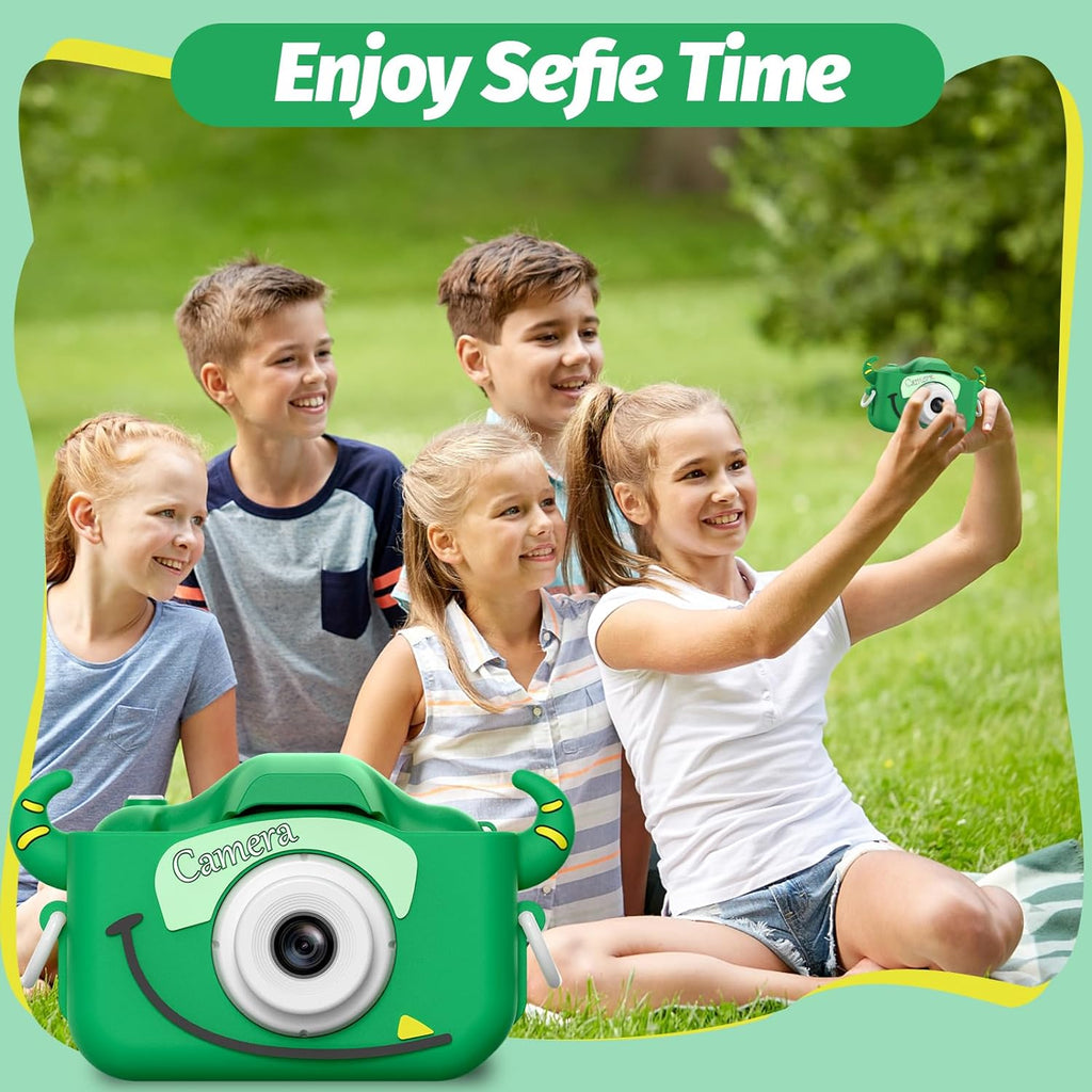 Goopow Kids Camera Toys for 3-8 Year Old Girls Boys,Children Digital Video Camcorder Camera with Cartoon Soft Cover, Best Chritmas Birthday Festival Gift for Kids - 32G SD Card Included