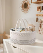 Maliton Baby Diaper Caddy Organizer, Cotton Rope Diaper Caddy Basket, Large Storage Basket for Newborn Boys and Girls, Gift for Baby Shower List, Newborn Essentials