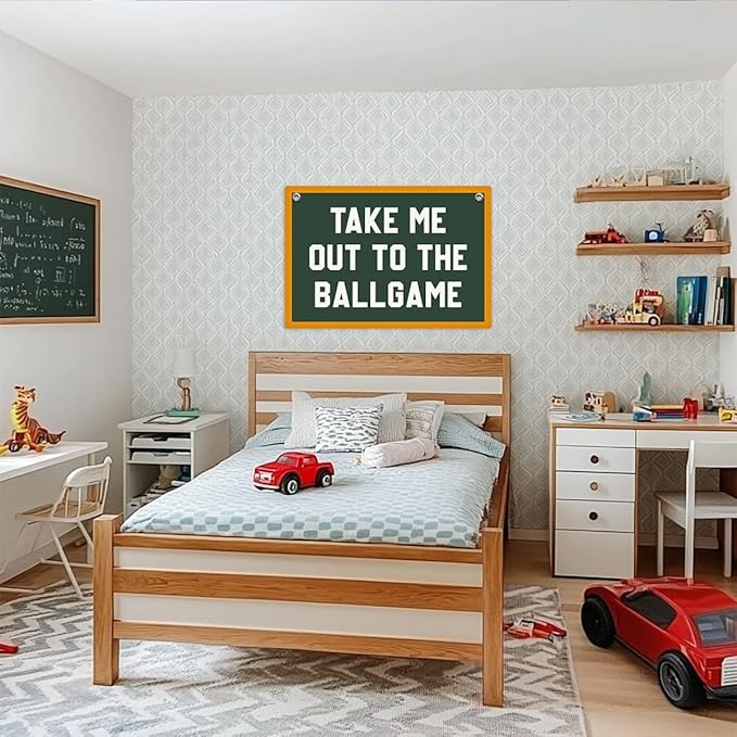 Sports Room Decor for Boys, Baseball Basketball Wall Decor Banner, Wall Hanging Banner Flag, Inspirational Game Day Wall Flag Home Playroom Boys Room Decor, Banner for Room
