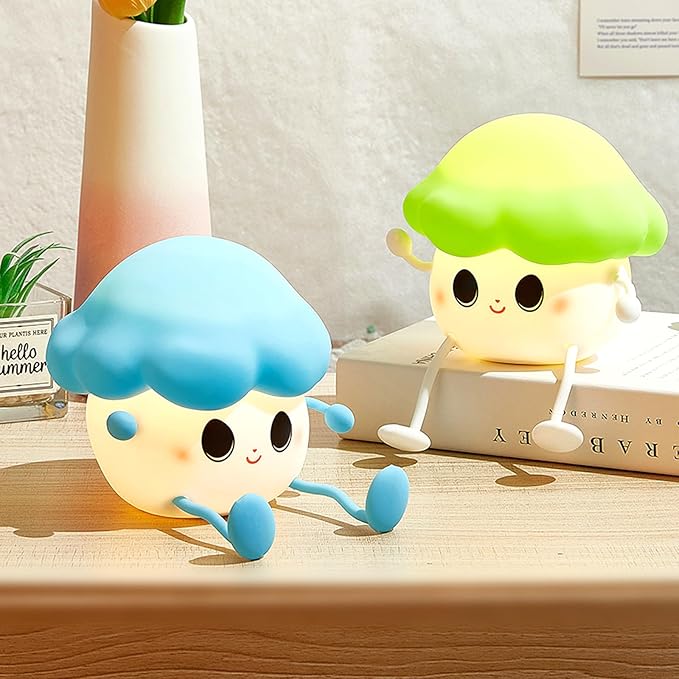Mushroom Night Light for Kids, Cute Silicone Night Light, 7 Adjustable Color Breathing Mushroom Lamp, Rechargeable USB LED Touch Light for Children's Room Decor, Christmas Birthday Gift (Red)