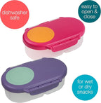 b.box Snack Box (2-pack) Reusable Snack Containers with Lids – Bento Box for Kids & Toddlers, Leakproof Lunch Box, BPA-Free and Dishwasher Safe Snack Container (S'shake + Lilac Pop, 1 3/4 Cup)