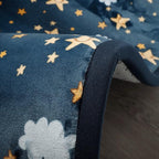Loartee Coral Velvet Area Rug - 1" Thick Memory Foam Baby Play Mat, Washable Toddler Carpet, Home Decor for Living Room, Nursery, Kids Bedroom, Starry Blue, 6'7"x6'7"