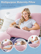 Meiz Pregnancy Pillows, Pregnancy Pillows for Sleeping, Pregnancy Body Pillow Cooling, Maternity Pillow for Pregnant Woman with Cooling Jersey Cover, Pink