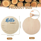 Baby Announcement Sign, 5.9 Inch Wooden Hello World Newborn Signs, Birth Announcement Sign, Baby Shower Hospital Nursery for Newborn Boys and Girls (Blue,Pen)