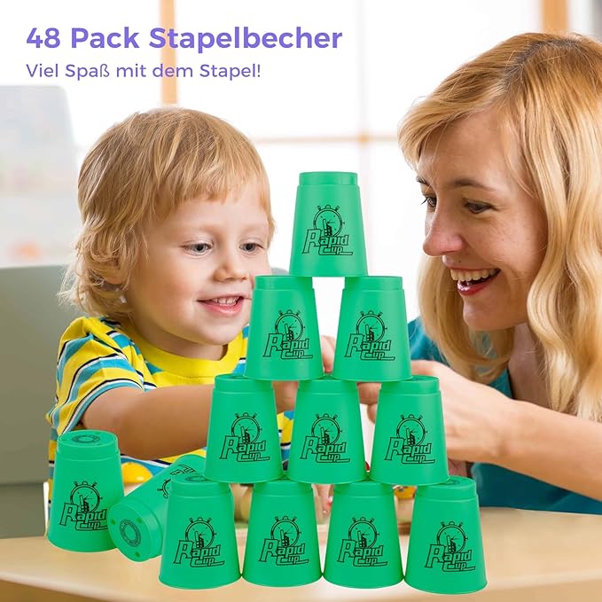 yeesport Sport Stacking Cups, 48pcs Sports Stacking Cups Sport Training Games for Travel Party Challenge Competition Gift for Kids and Adults (Blue+Green+Orange+Purple)