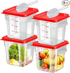 4 pcs 8qt Food Storage Containers with Lid, Square Clear Commercial Food Storage Containers with Handle and Scale for Food Storage in Home Kitchen & Dining (Red)