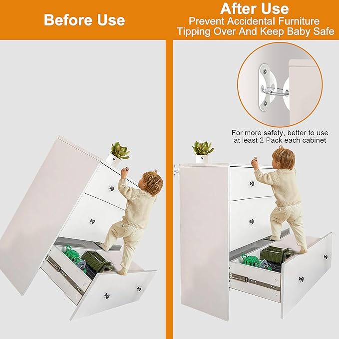 Furniture Anchors (20 Pack) for Baby Proofing, Anti Tip Furniture Anchor Securing 420lbs Tension Earthquake Resistant Metal Furniture Wall Anchor Prevent Baby Pet from Falling Furniture