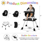 6 in 1 Baby High Chair for Babies and Toddlers, Booster Seat, Kids Learning Table & Chair (Black)