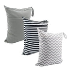 ALVABABY 3pcs Baby Cloth Diaper Wet Dry Bags Waterproof Reusable with Two Pockets Travel Beach Pool Daycare Soiled Baby Items Yoga Gym Bag for Swimsuits or Wet Clothes M Size 3L-ZM01