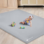 ANGELBLISS Baby Playpen, 79"x 63"x 1.18" Self-Inflating Play Mat for Babies and Toddlers, Roll Up & Waterproof Foam Crawling Mat, Portable Playmat with Travel Bag Grey