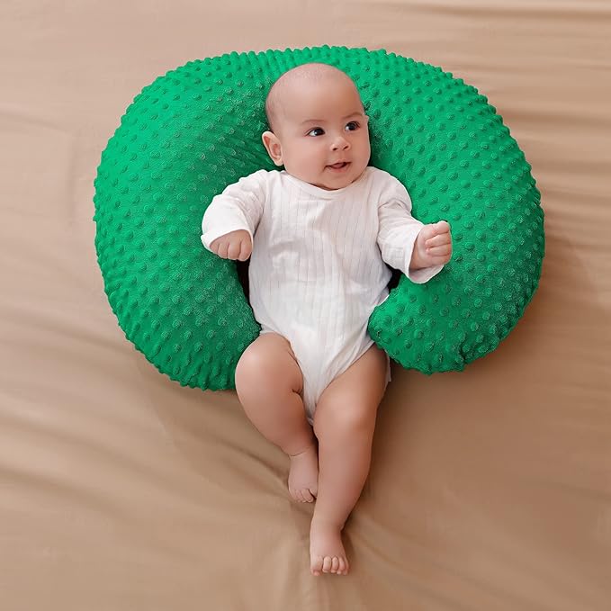 Nursing Pillow and Positioner with Cover for Breastfeeding and Bottle Feeding, Propping Baby, Tummy Time, Baby Sitting Support, Awake-Time Support (Fern Green, 22" x 17.7" x 5.9")