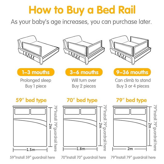BABY JOY Bed Rails for Toddlers, 59'' Extra Long, Height Adjustable Kids Rail Guard w/Double Safety Lock for Convertible Crib, Folding Baby Bedrail for Twin Double Full Size Queen King Mattress, Gray
