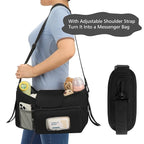 Accmor Universal Stroller Organizer with Insulated Cup Holder, Stroller Caddy Bag Accessories, Stroller Cup Holder Organizer for Uppababy Baby Jogger Britax Stroller, Black