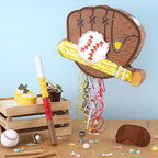 WERNNSAI Baseball Piñata - Baseball Piñata Bundle with Blindfold and Bat Sports Birthday Party Decorations for Boys Kids Pull String Baseball Gloves Piñata Family Games Baseball Party Supplies