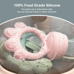 2 Pack Baby Fruit Food Feeder+Breastmilk Popsicle Molds,Baby Teethers,BPA Free,2mm Fine Holes to Prevent Choking,Perfect for Teething Relief & Infant Solid Food Introduction,3 M+（ Mauve Pink, Cream）