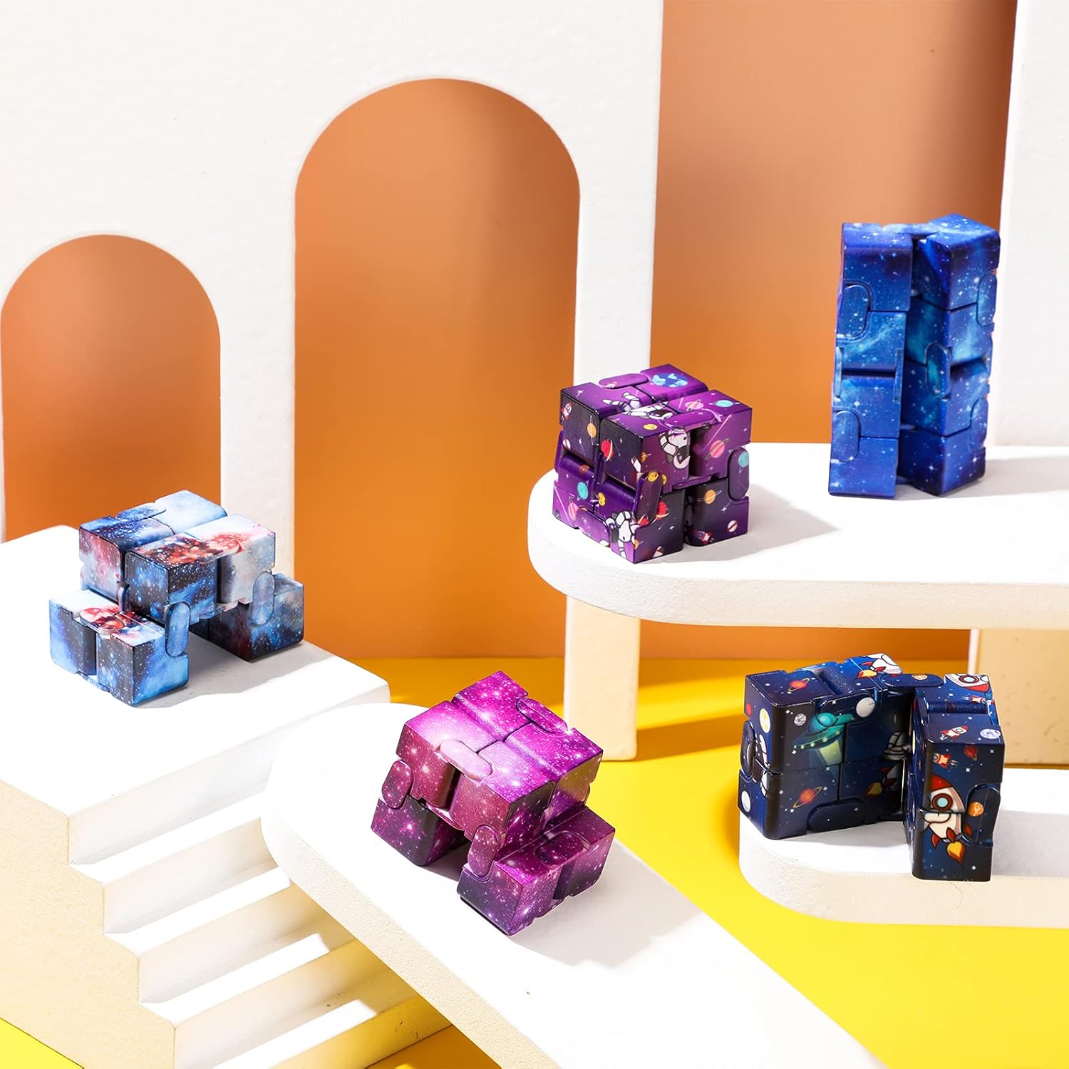 Galaxy Infinity Space Astronaut Infinity Toy Stress and Anxiety Relief Cool Hand Mini Kill Time Cube Toys for ADHD Teens Adults, 5 Styles (Graceful Style, 20 Pieces)