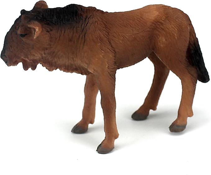 FUNSHOWCASE African Jungle Animals Young Wildebeest Calf Toy Figure Realistic Plastic Figurine Height 1.8-inch