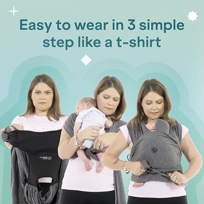 Koala Babycare Baby Carrier Wrap, Easy to Wear As a T-Shirt - Original Baby Carrier Newborn to Toddler - Sling One Size Fits All - Baby Wraps Carrier Up to 22lbs