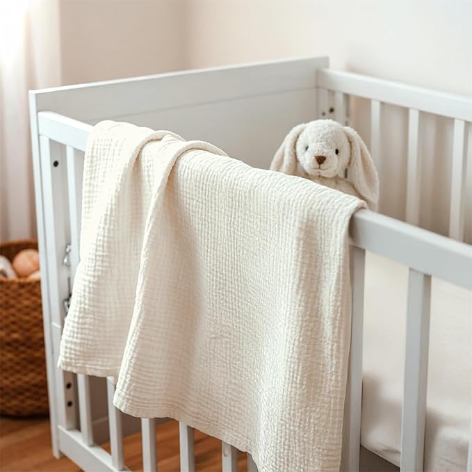 Baby Blankets for Boys Girls, Soft Nursery Minky Blankets with Muslin and Dotted Fleece Back 30x40 inches, Receiving Bed Quilt for Newborn, Infants, Toddlers (Butter)