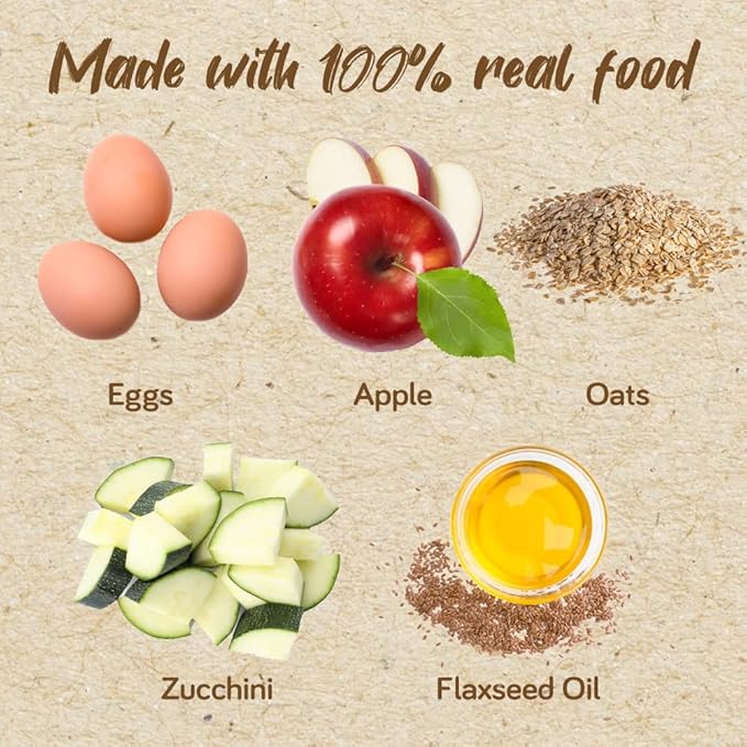 Real Food Blends Eggs, Apples & Oats - Pureed Food Meals for Tube Feeding with Protein, Vegetables & Fruits - 320 Calories for Breakfast, Lunch & Dinner - 9.4 oz (Pack of 12)