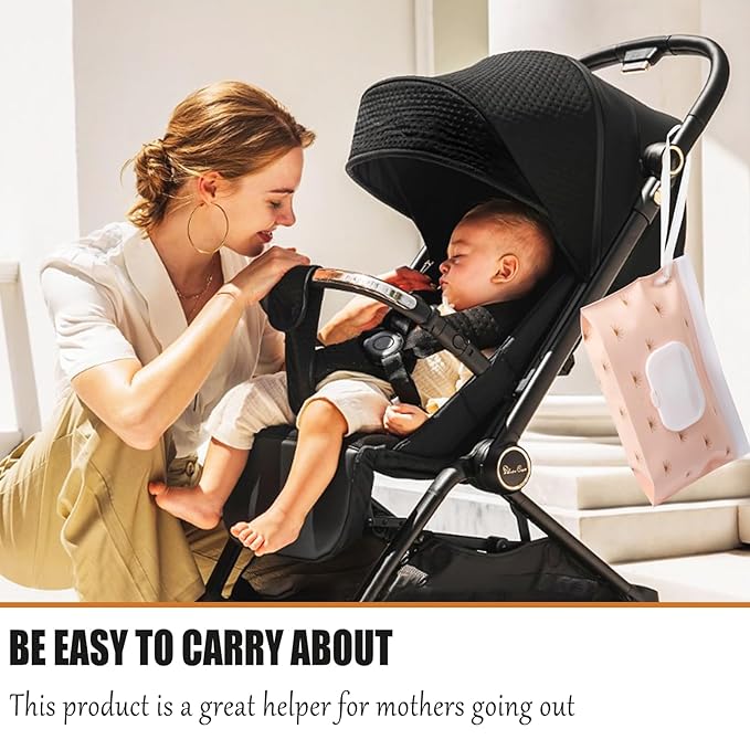 FEBSNOW 2 Pack Baby Wipes Dispenser, Portable Refillable Wipe Holder Baby Wipes Container Travel Wipes Case Reusable Boho Wet Wipes Pouch