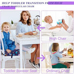 Toddler Booster Seat for Dining Table 45D Cartoon Stronger Support Booster Seat for Dining Table Washable 2 Safer Straps Non-Slip Bottom Portable Booster Chair for Toddlers Kid Baby Eating Travel Home