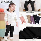 U·nikaka Toddler Baby Girls Pants Ribbed Infant Pants Leggings Toddler Baby Girl Bottoms Leggings 2 Packs