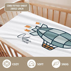 Personalized Baby Crib Bedding Set, Custom Name Hot Air Balloon Theme Nursery Bedding Set 3 Pcs, Baby Blanket Fitted Crib Sheet Changing Pad Cover, Personalized Nursery Decor Gift for Newborns Boys