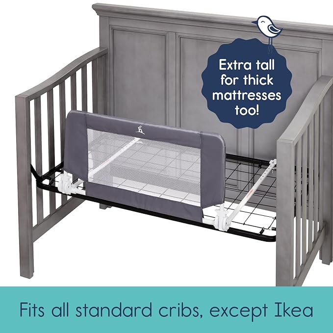 hiccapop Convertible Crib Bed Rail for Toddlers, Crib Rail Guard with Reinforced Anchor Safety