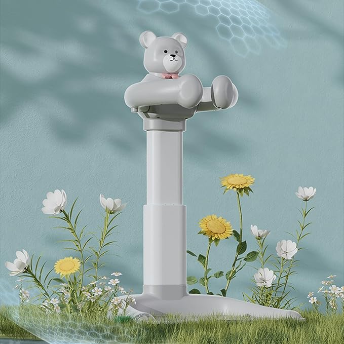Adjustable Baby Shower Stand with Anti-Slip Base, Huggable Bear Bath Support, Portable Baby Shower Stand, Bath Shower Standing Support Baby Bath Stand for Infants Babys Grey Bear